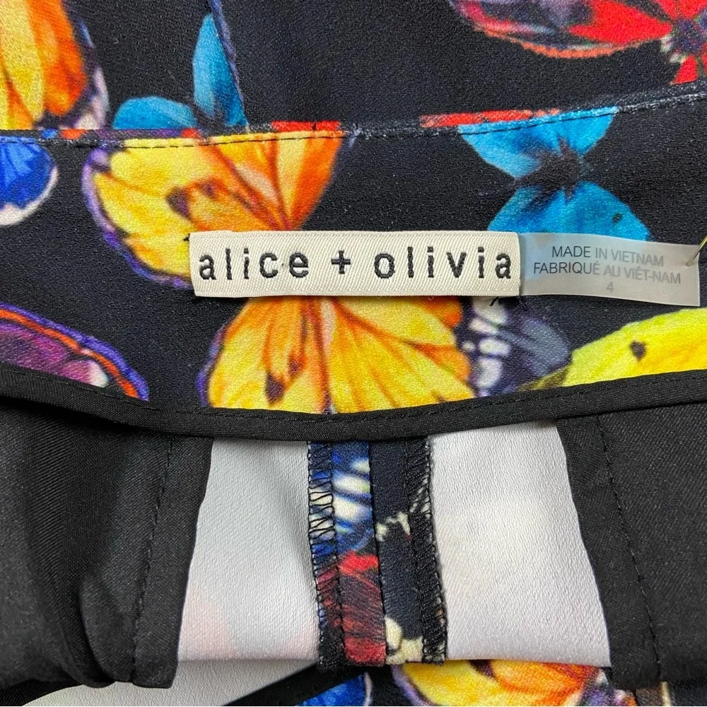 Alice + Olivia Teeny Rainbow Butterfly Print Flare Bell Bottom Pants Size 4 - Picture 6 of 16